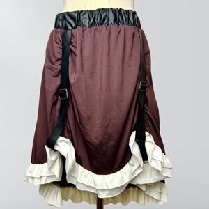 Spirit Halloween Brown Ruffled Buckle Straps Steampunk Skirt